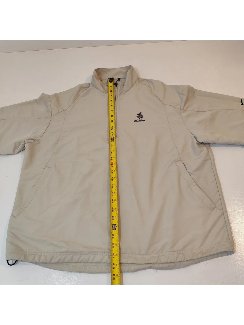 Nike Golf Windbreaker Mens Large Tan Beige 1/4 Zip Short Sleeve 